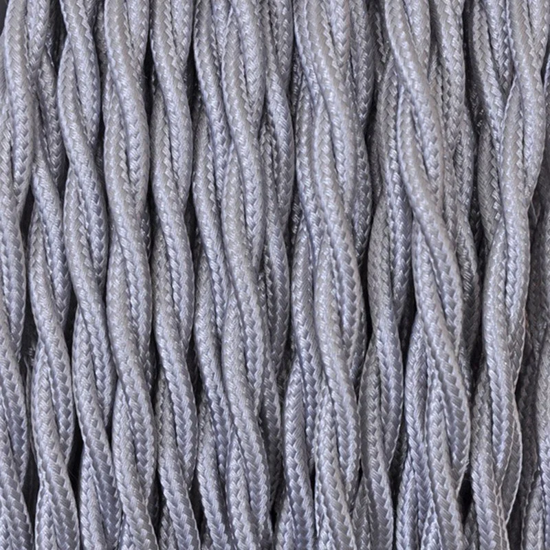 Cavo Elettrico 2X o 3X 5 metri Treccia in Tessuto Colore Argento