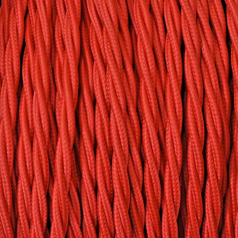 Cavo Elettrico 2X o 3X 5 metri Treccia in Tessuto Colore Rosso Cavo Elettrico 2X o 3X 5 metri Treccia in Tessuto Colore Rosso