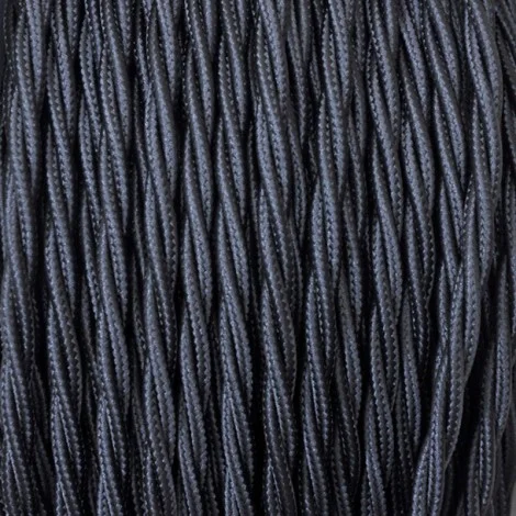 Cavo Elettrico 2X o 3X 5 metri treccia in Tessuto Colore Nero