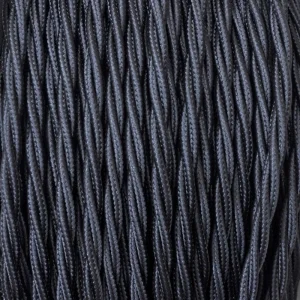 Cavo Elettrico 2X o 3X 5 metri treccia in Tessuto Colore Nero