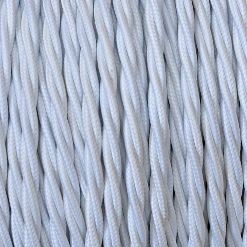 Cavo Elettrico 2X o 3X 5 metri Treccia in Tessuto Colore Bianco Cavo Elettrico 2X o 3X 5 metri Treccia in Tessuto Colore Bianco