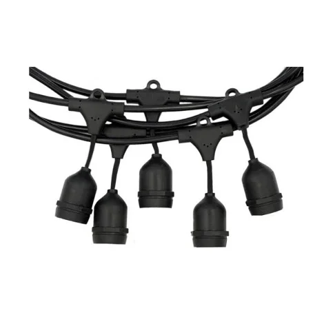 Catena Luminosa Cordoniera nero 10 Portalampada E27 10 metri esterno