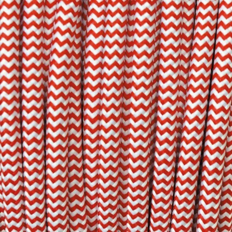 Electrical Round Cable 2X o 3X 5 meters in Fabric Red and White