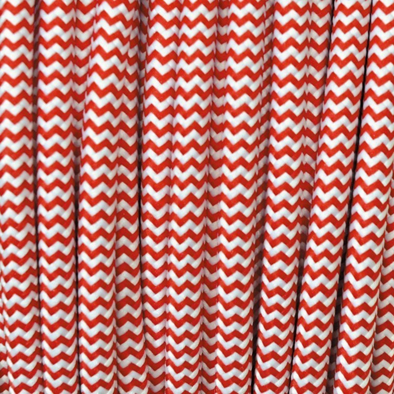 Electrical Round Cable 2X o 3X 5 meters in Fabric Red and White