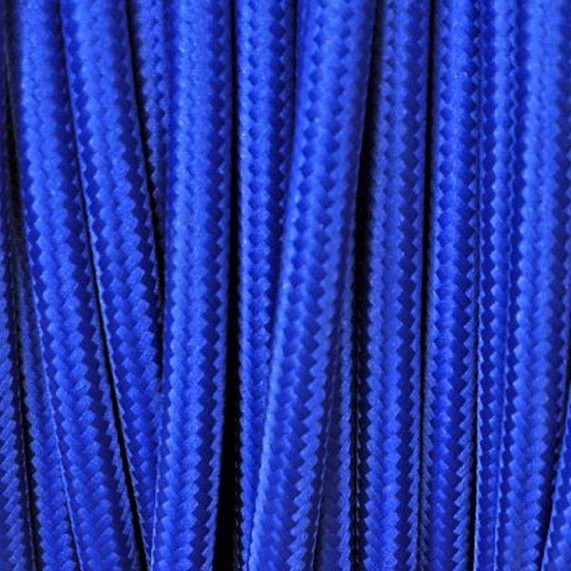 Cavo Elettrico 2X o 3X 5 metri Tondo in Tessuto Colore Blu