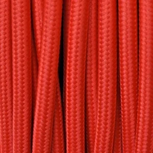 Cavo Elettrico 2X o 3X 5 metri tondo in Tessuto Colore Rosso