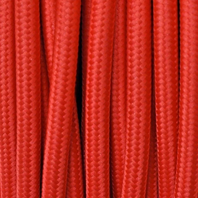 Cavo Elettrico 2X o 3X 5 metri tondo in Tessuto Colore Rosso Cavo Elettrico 2X o 3X 5 metri tondo in Tessuto Colore Rosso