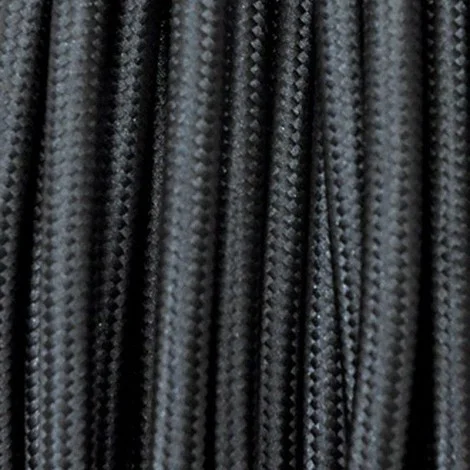 Cavo in tessuto 2x o 3x 5 metri tondo in tessuto colore nero