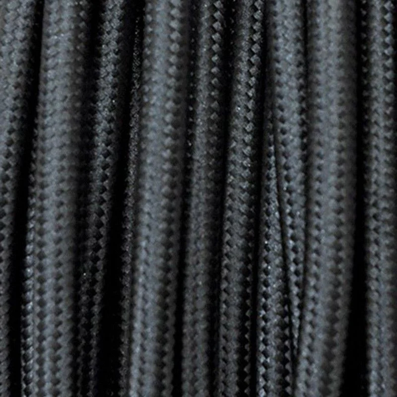 Cavo in tessuto 2x o 3x 5 metri tondo in tessuto colore nero