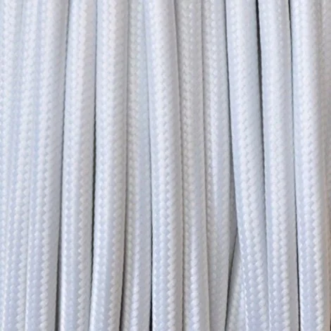 Cavo in tessuto 2x o 3x 5 metri tondo in tessuto colore bianco