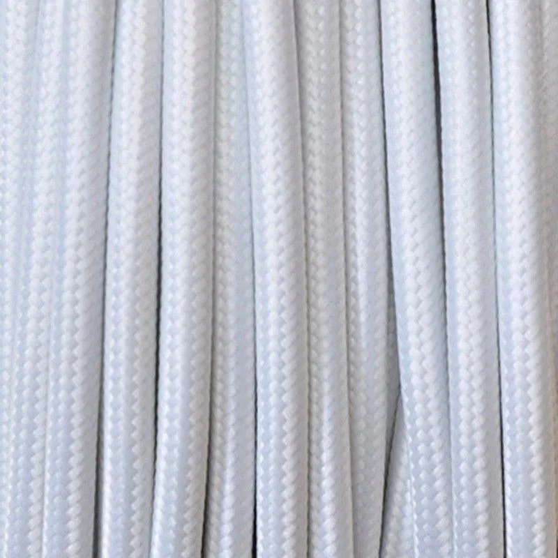Cavo in tessuto 2x o 3x 5 metri tondo in tessuto colore bianco