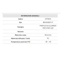 Bot lighting Profilo angolare Per Strisce LED 2mt