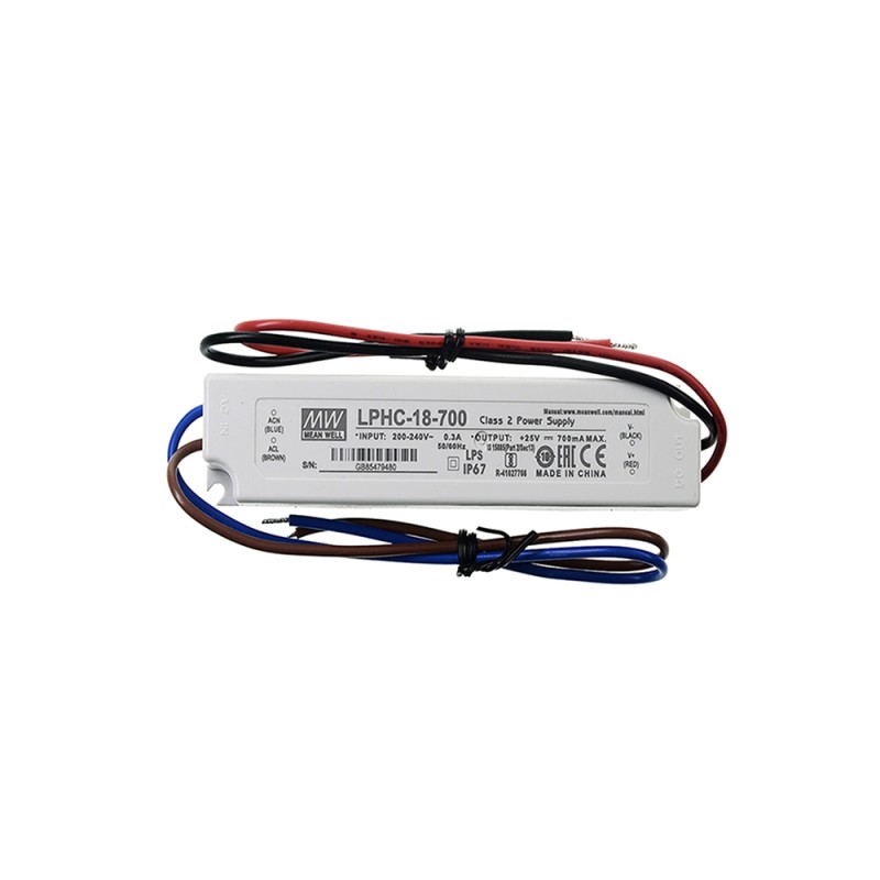 Meanwell Power Supply LPHC-18-700 18W IP67 700mA LED Constant Current Driver Meanwell Power Supply LPHC-18-700 18W IP67 700mA LED Constant Current Driver