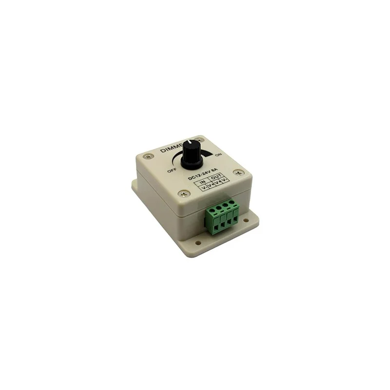 Dimmer LED 12-24V 8A con Potenziometro Rotativo Dimmer LED 12-24V 8A con Potenziometro Rotativo