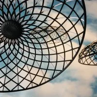 Flos Skynest S Woven Fabric Suspension LED Lamp by Marcel Wanders Flos Skynest S Woven Fabric Suspension LED Lamp by Marcel Wanders