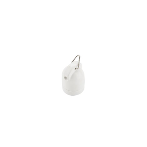 Vintage Lamp Holder E27 With Hook in Enamelled Ceramic Porcelain