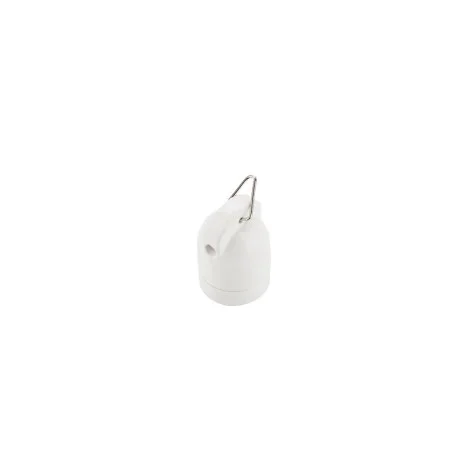 Vintage Lamp Holder E27 With Hook in Enamelled Ceramic Porcelain