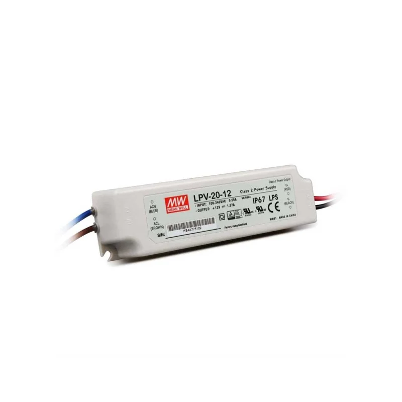 Meanwell Power Supply LPV-20-12 20W 12V 1.67A IP67 LED Constant Voltage Driver Meanwell Power Supply LPV-20-12 20W 12V 1.67A IP67 LED Constant Voltage Driver