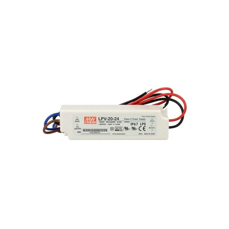 Meanwell Alimentatore LPV-20-24 20.2W 24V 0.84A IP67 led tensione costante