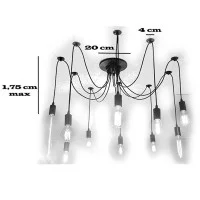 Vintage Suspension Ceiling Lamp 10 E27 40W Lampholder Black Vintage Suspension Ceiling Lamp 10 E27 40W Lampholder Black