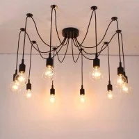 Vintage Suspension Ceiling Lamp 10 E27 40W Lampholder Black Vintage Suspension Ceiling Lamp 10 E27 40W Lampholder Black