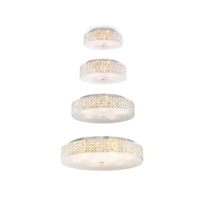 Ideal Lux Roma chrome ceiling lamp with crystals