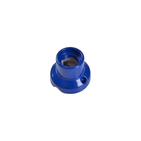 Portalampada Vintage E27 in Porcellana Base Dritta Blu Parete o Soffitto