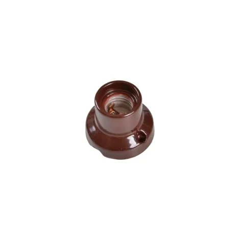 Portalampada Vintage E27 in Porcellana Base Dritta Marrone Parete o Soffitto