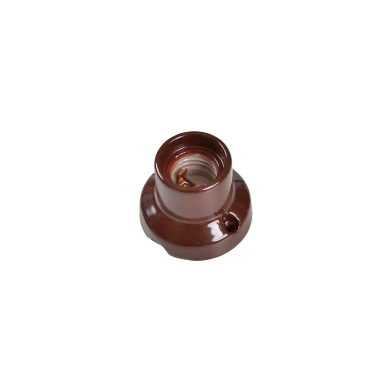 Portalampada Vintage E27 in Porcellana Base Dritta Marrone Parete o Soffitto Portalampada Vintage E27 in Porcellana Base Dritta Marrone Parete o Soffitto