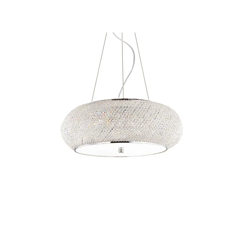Ideal Lux Pasha lampada a sospensione cromata con cristalli Ideal Lux Pasha lampada a sospensione cromata con cristalli