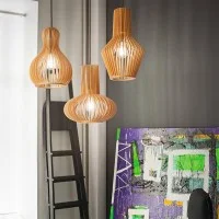Ideal Lux Citrus suspension lamp in wood