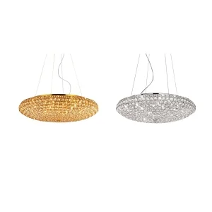 Ideal Lux King chrome suspension lamp with crystals