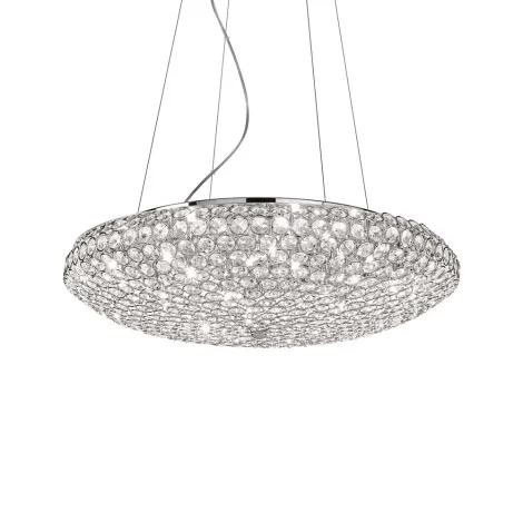 Ideal Lux King chrome suspension lamp with crystals