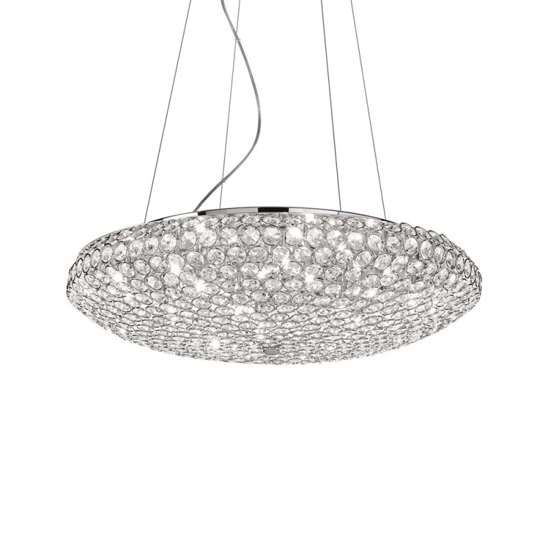 Ideal Lux King chrome suspension lamp with crystals