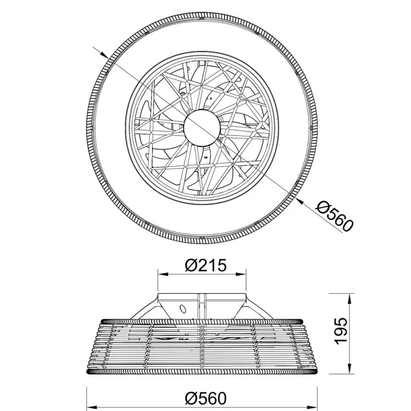 Ventilatore da soffitto ALASKA, legno, 43 cm, CCT, dimmerabile