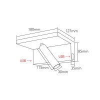 Beneito Faure Beam 230V LED 5W 2700K 380lm Dimmer 2x USB