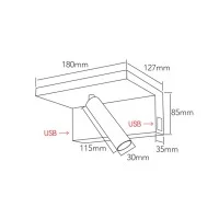 Beneito Faure Beam 230V LED 5W 2700K 380lm Dimmer 2x USB Wall