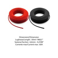 Bobina di cavo da 50mt x 6mm2 da 60A a cavo singolo