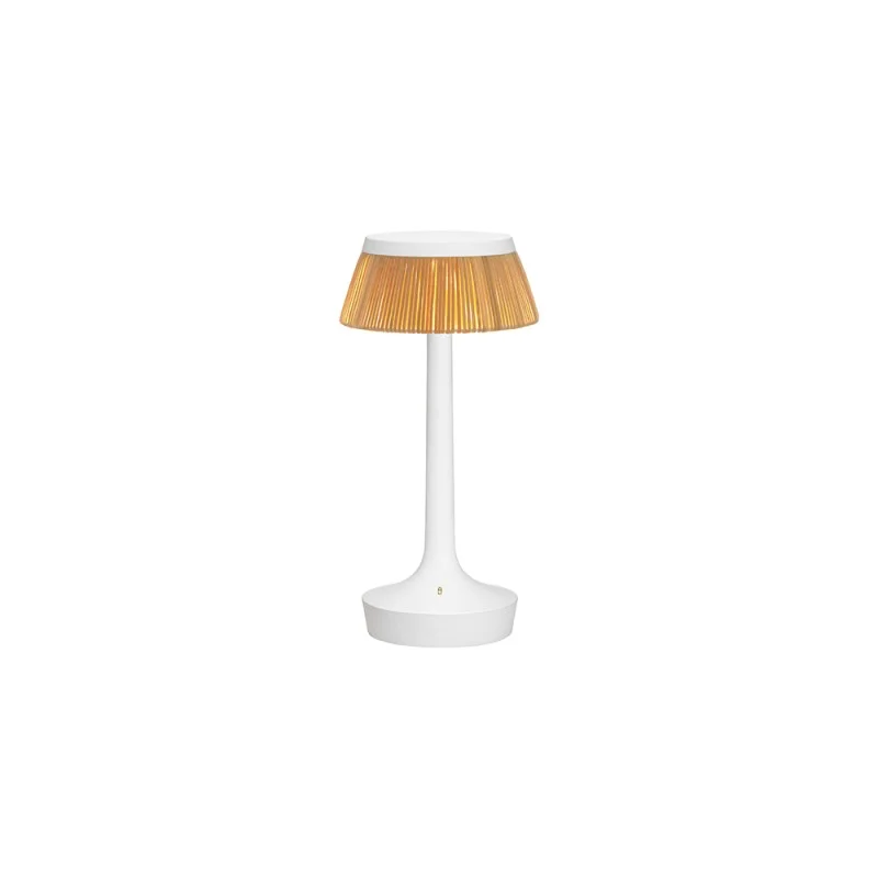 Flos Bon Jour Unplugged rechargeable lamp white-rattan Flos Bon Jour Unplugged rechargeable lamp white-rattan