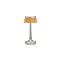 Flos Bon Jour Unplugged lampada ricaricabile cromo opaco-rafia