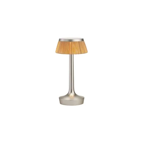 Flos Bon Jour Unplugged lampada ricaricabile cromo opaco-rafia