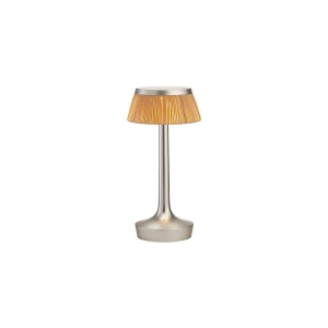 Flos Bon Jour Unplugged lampada ricaricabile cromo opaco-rafia