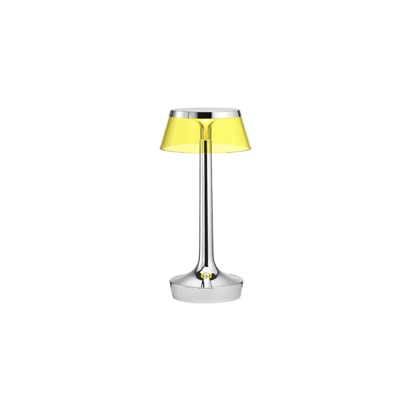 Flos Bon Jour Unplugged rechargeable lamp chrome-yellow Flos Bon Jour Unplugged rechargeable lamp chrome-yellow