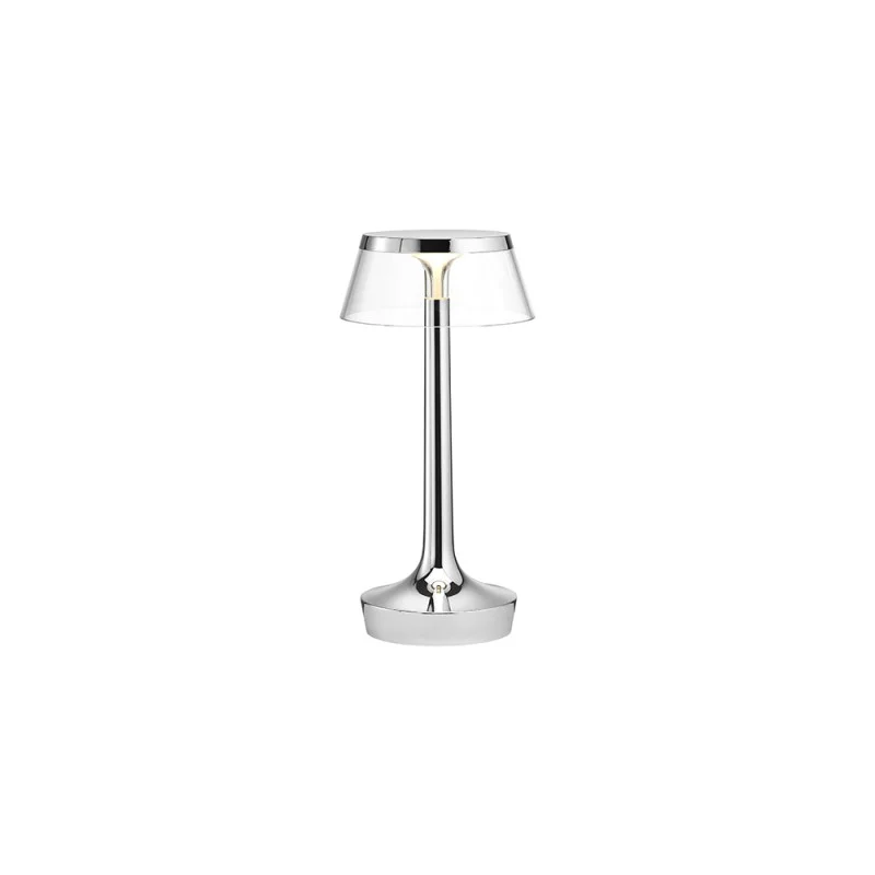 Flos Bon Jour Unplugged rechargeable lamp chrome-transparent Flos Bon Jour Unplugged rechargeable lamp chrome-transparent