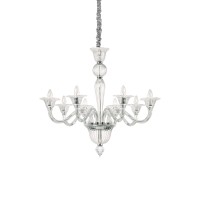 Ideal Lux Brigitta sp8 suspension lamp in blown glass