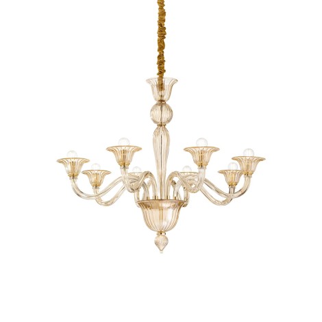 Ideal Lux Brigitta sp8 suspension lamp in blown glass