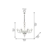 Ideal Lux Brigitta sp8 suspension lamp in blown glass
