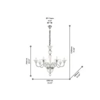 Ideal Lux Brigitta sp8 suspension lamp in blown glass