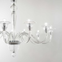 Ideal Lux Brigitta sp8 suspension lamp in blown glass