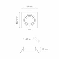 Beneito Faure Avant C Faretto Quadrato da Incasso GU10 Per LED AR111